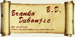 Branko Dubonjić vizit kartica